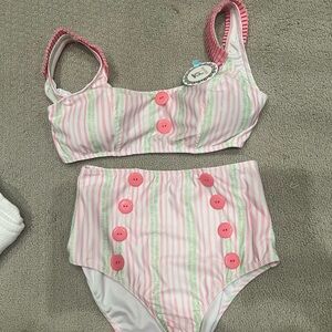 Dondolo Pink and White Striped Bikini Set